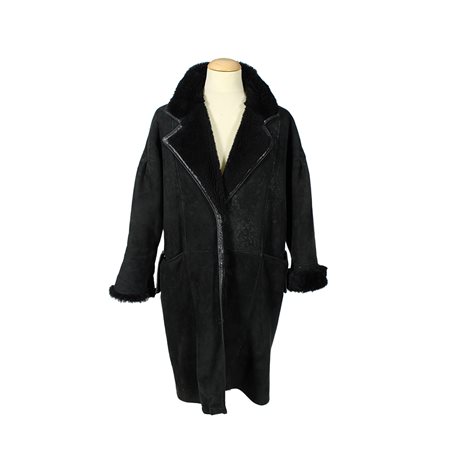 CAPPOTTO LUNGO IN AGNELLO SHEARLING NERO 