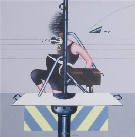 SERGIO SARRI (1938-) Estetic Club I 1971acrilico su tela cm 30x30firmato e...