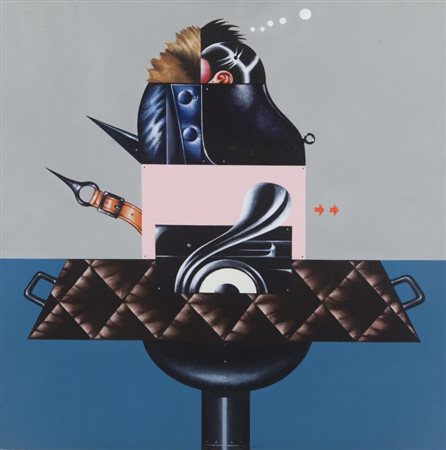 SERGIO SARRI (1938-) Macchina Personale 1971acrilico su tela cm 70x70firmato...