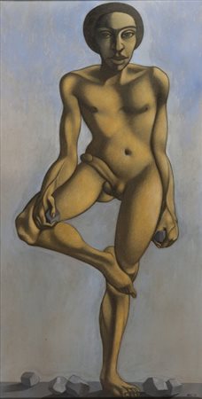 DANIEL BEC (1940-2010) Senza titolo 1988acrilico su tavola cm 100x50firmato e...