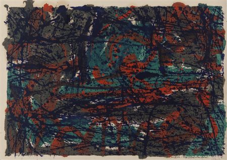 LUIGI MONTANARINI (1906-1998) Senza titolo 1984acrilico su carta applicata su...