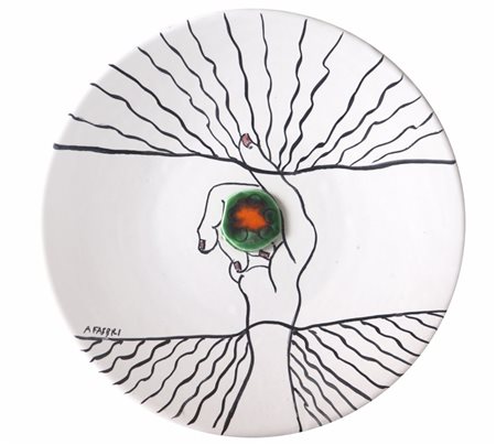 AGENORE FABBRI (1911-1998) Senza titolo ceramica diam cm 29 h cm 3firmato in...