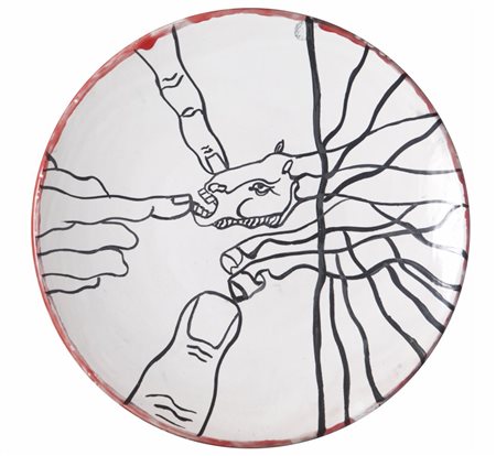 AGENORE FABBRI (1911-1998) Senza titolo ceramica diam cm 29 h cm 3,5firmato...