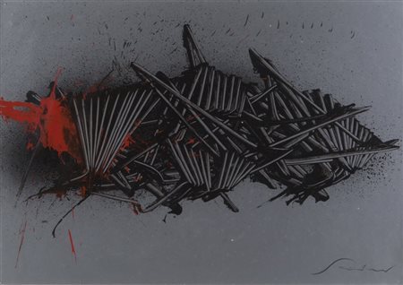 EMILIO SCANAVINO (1922-1986) Il seme tecnica mista su carta applicata su...