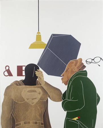 EMILIO TADINI (1927-2002) Coppia 1973acrilico su tela cm 162x130firmato e...