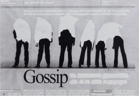 EMILIO ISGRO' (1937-) Gossip 2010tempera su carta cm 20x30firmato e datato in...