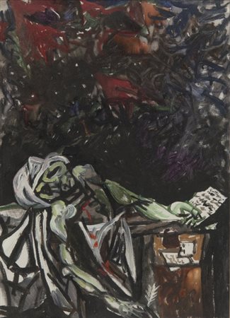 RENATO GUTTUSO (1912-1987) Dal Marat di David 1962olio su tela cm...