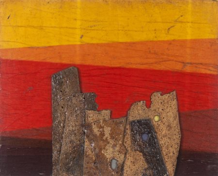 ROBERTO CRIPPA (1921-1972) Cielo Rosso 1968collage su tavola cm 50x62firmato,...