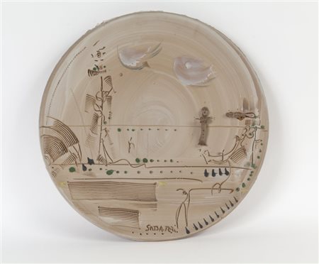 SABATELLI (1922-2005) Piatto terracotta diam cm 45,5firmato in basso al...