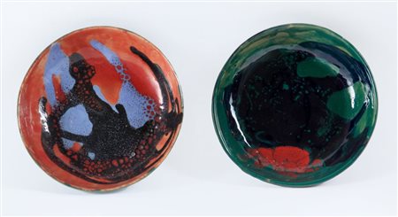 ROCCO BORELLA (1920-1994) Lotto di tre pezzi Ciotolaterracotta smaltata diam...