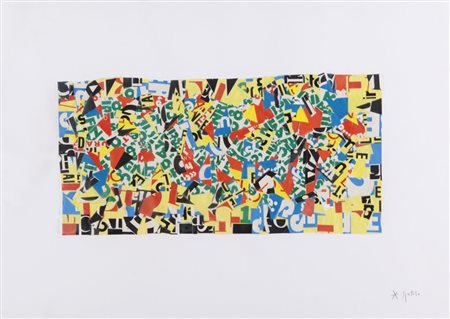 SPATOLA ADRIANO (1941-) Iconoscrittura-E 1986collage cm 50x70firmato in basso...