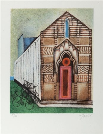 FRANCO GENTILINI (1909-1981) Cattedralelitografia cm 51x39 cm 70x50...