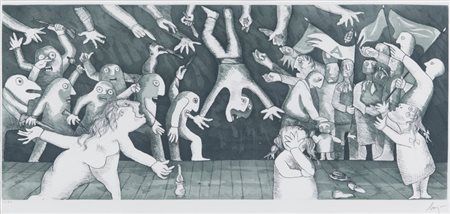 ENRICO BAJ (1924-2003) Senza titololitografia cm 42,5x90esemplare...