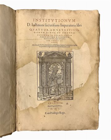 Hugues  de la Porte - Corpus Iuris Civilis, di Iustiniani Sacratissimi Imperatoris: Istitutionum, 1550