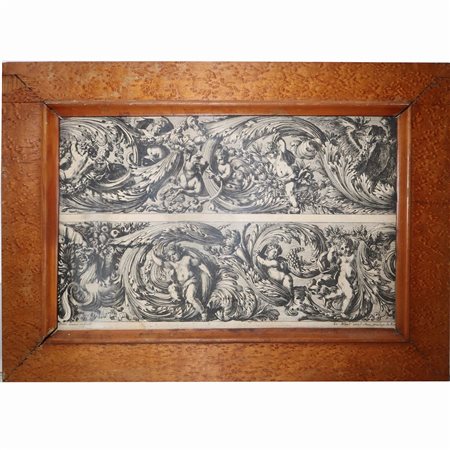 Jean  Le Pautre (Parigi 1618 - Parigi 1682)  - Festoni di fiori e frutta con putti