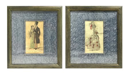 Coppia di stampe modes feminines