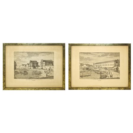 Coppia di incisioni di Veduta della Porte della Mira n. 23 e Veduta fuori dalle Porte della Mira, 19th century