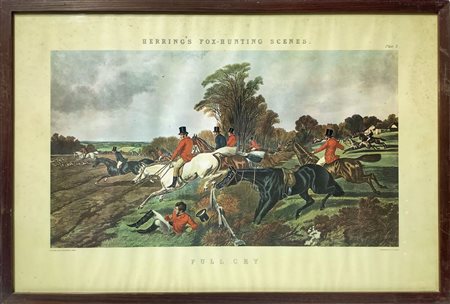 Hearrings fox-hunting scenes, full cry, 20th century.