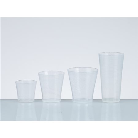 CARLO SCARPA, Quattro bicchieri in vetro