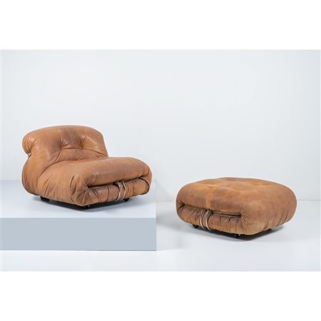 AFRA E TOBIA SCARPA, Poltrona con pouf modello 944 “Soriana”