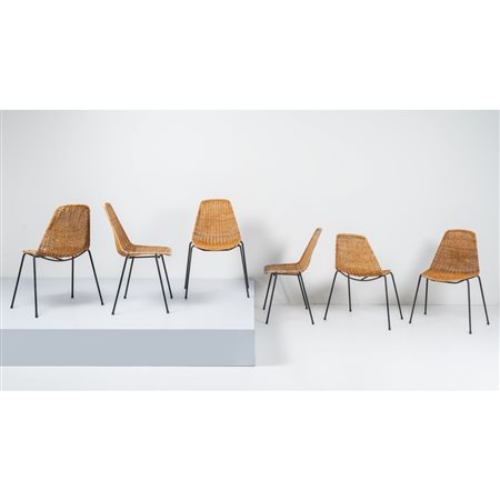 GIAN FRANCO LAGLER, Sei sedie modello “Basket”