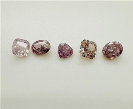 5 DIAMANTI NATURAL POLISHED 1,1 NATURAL FANCY ROSA -SI-I3 - CERTIFICATO MAROZ DIAMONDS - F40801-28