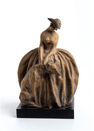 GUIDO CACCIAPUOTI (Napoli  1892 - Milano 1953), Nobildonna con levriero