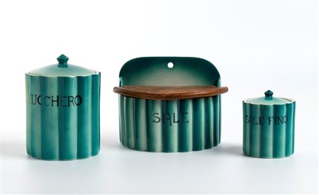 MANIFATTURA CERAMICA GALVANI, Lotto composto da: zuccheriera e due saliere