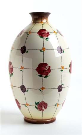 MANIFATTURA CERAMICA GALVANI, Vaso con decorazione di rose attribuito a Angelo Simonetto