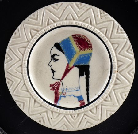 FEDERICO MELIS (Bosa 1891 - Urbania 1969), Tondo con giovane donna in costume desulese