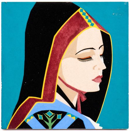 MELKIORRE MELIS (Bosa 1889 - Roma 1982), Mattonella con donna di Aritzo