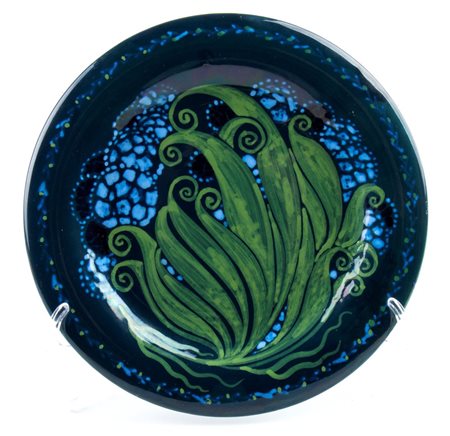 FERRUCCIO PALAZZI (Arcevia 1886 - Ancona 1972), Piccolo piatto blu con glicine