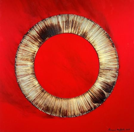 Bernard Aubertin “Dessin de Feu sur table rouge” 2007