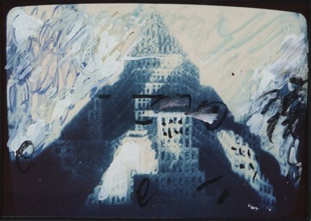 MARIO SCHIFANO (1934-1998) Senza titolo tecnica mista su fotografia 10x18...