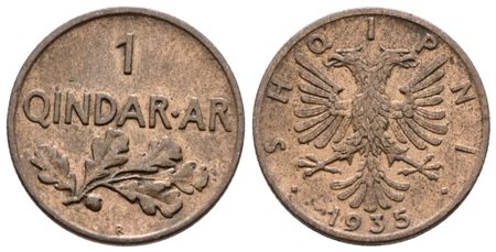 ALBANIA. Zog I (1928-1938). 1 quindar ari 1935. Cu; 2,9gr; KM 14; Q.FDC