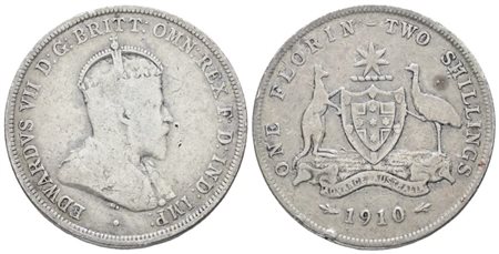 AUSTRALIA. Edoardo VII (1901-1910). Fiorino . 2 scellini 1910. Ag; 11,2gr; KM 21. MB