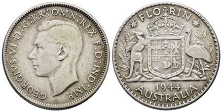 AUSTRALIA. Giorgio VI (1936-1952). 1 fiorino 1944. KM 40; Ag; 11,31gr. BB