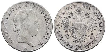 AUSTRIA. Ferdinando I (1835-1848). 20 kreuzer 1840 A (Vienna). KM 2208; Ag; 6,70gr. BB