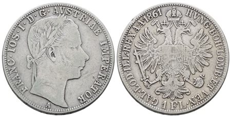 AUSTRIA. Francesco Giuseppe (1848-1916). Fiorino 1861 A (Vienna). KM 2219; Ag; 12,34gr. qBB