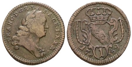 AUSTRIA. VIENNA. Francesco I (1745-1765). 1 pfennig 1759. Cu; 2.31gr; KM 2001; BB