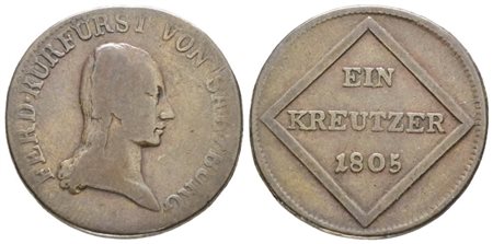 SALISBURGO. Ferdinando III di Lorena (1803-1806). 1 kreuzer 1805. Cu; KM 491; 5,7gr; MB