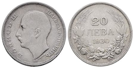 BULGARIA. Boris III (1918-1943). 20 leva 1930. KM 41; Ag; 4gr. BB