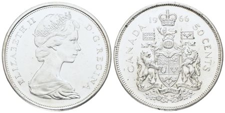 CANADA. Elisabetta II (1952-2022). 50 centesimi 1966. Ag; 11.66gr; KM 63; FDC