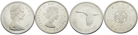 CANADA. Elisabetta II (1952-2022). Lotto di 2 monete da 1 dollaro 1964, 1967. Ag; FDC