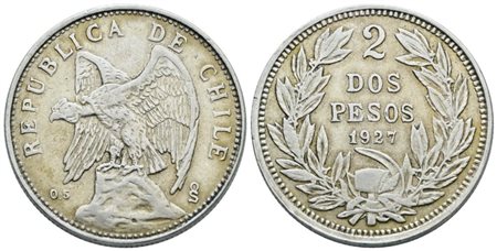CILE. 2 pesos 1927. Ag; 18gr; KM 172; Q.SPL