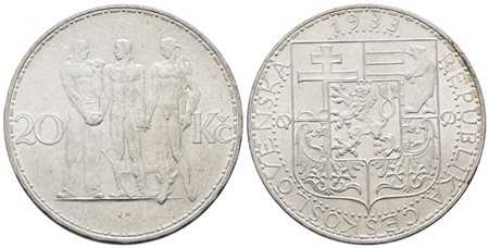 CECOSLOVACCHIA. 20 corone 1933. KM 17; Ag; 12gr. qFDC