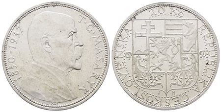 CECOSLOVACCHIA. 20 corone 1937 "Morte del presidente Masaryk". KM 18; Ag; 12gr. qFDC