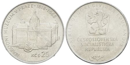 CECOSLOVACCHIA. 25 corone 1968. Ag; 16gr; KM 64; FDC