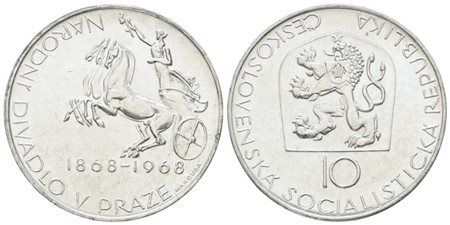 CECOSLOVACCHIA. 10 corone 1968. Ag; 12gr; KM 63; FDC