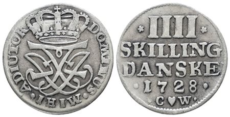 DANIMARCA. Federico IV (1699-1730). 4 skilling 1728. MI; 2,75gr; KM 526; BB